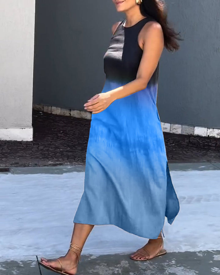 Anette | Vestido Degradado Sin Mangas y Cuello Redondo