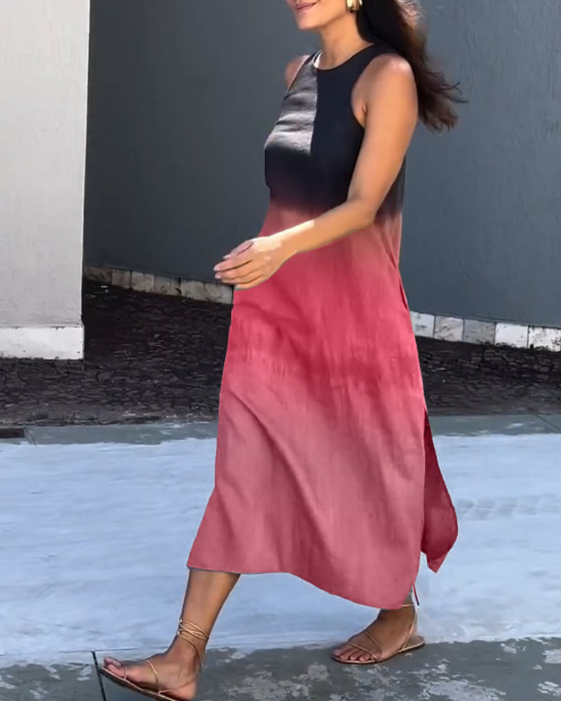 Anette | Vestido Degradado Sin Mangas y Cuello Redondo