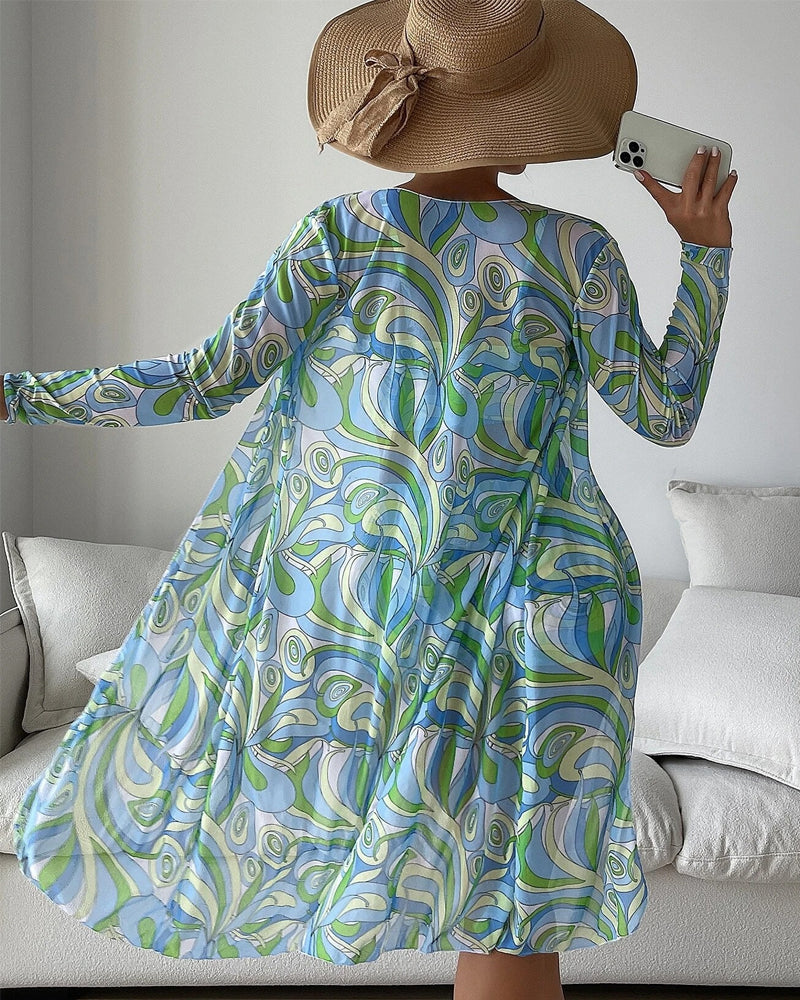 Victoria | Conjunto de bikini de tres piezas con estampado