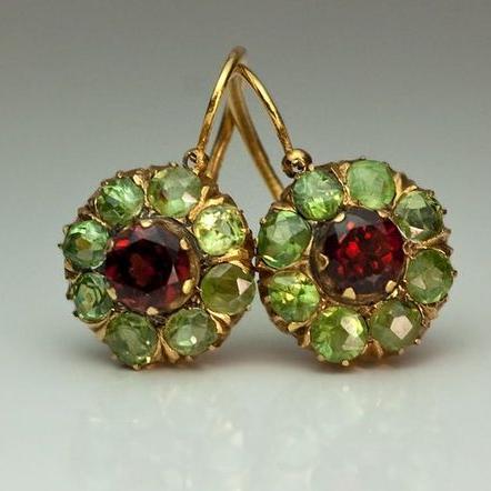 Grella™ | Pendientes de Cristal Verde y Rojo