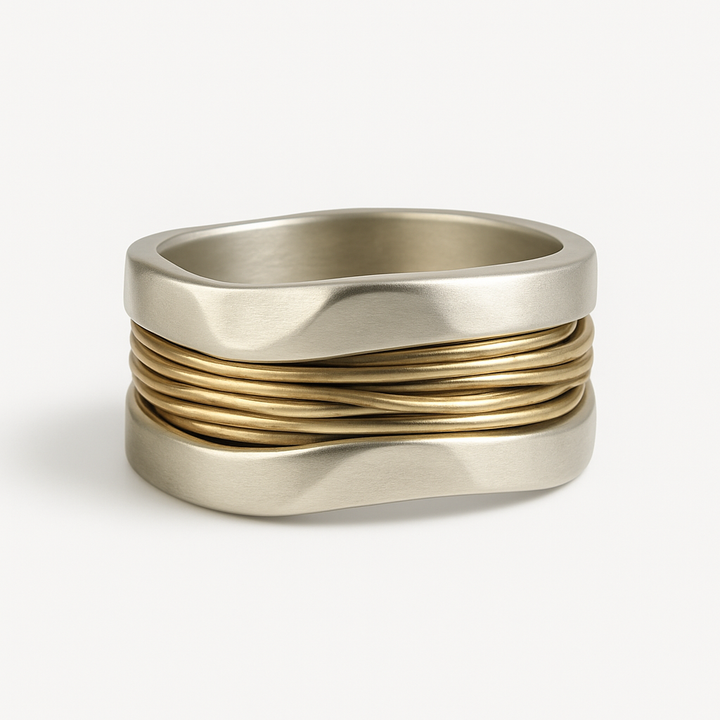 Sofia™ | Anillo de Alambre de Plata y Oro para Mujeres