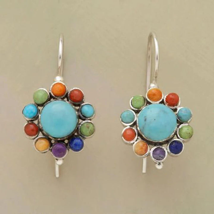 Tierra™ | Aretes de Aro Turquesa Multicolor