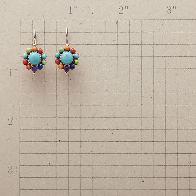 Tierra™ | Aretes de Aro Turquesa Multicolor