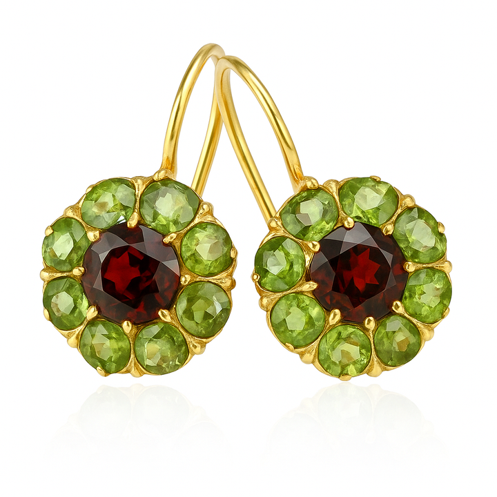 Grella™ | Pendientes de Cristal Verde y Rojo