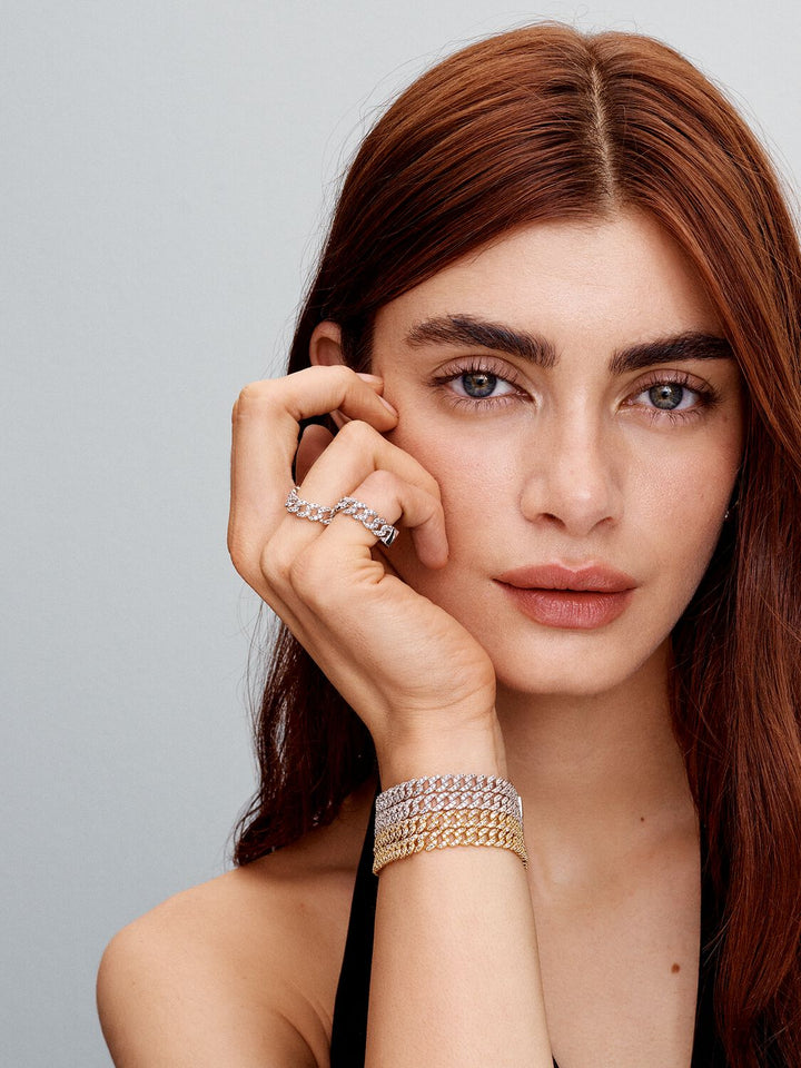 Cubo™ | Pulsera Cubana de Moissanita Dorada