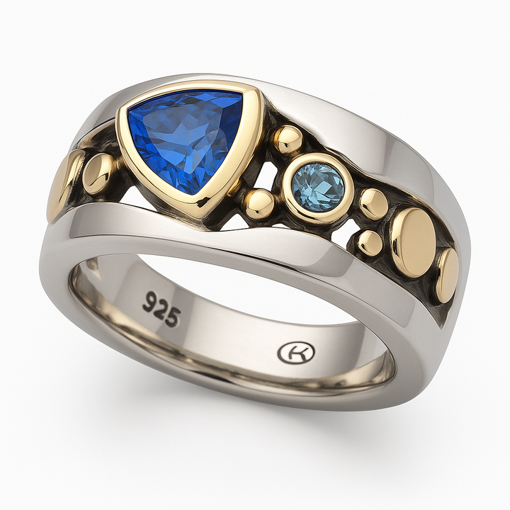 Elli™ - Anillo de Cristal Azul Vintage