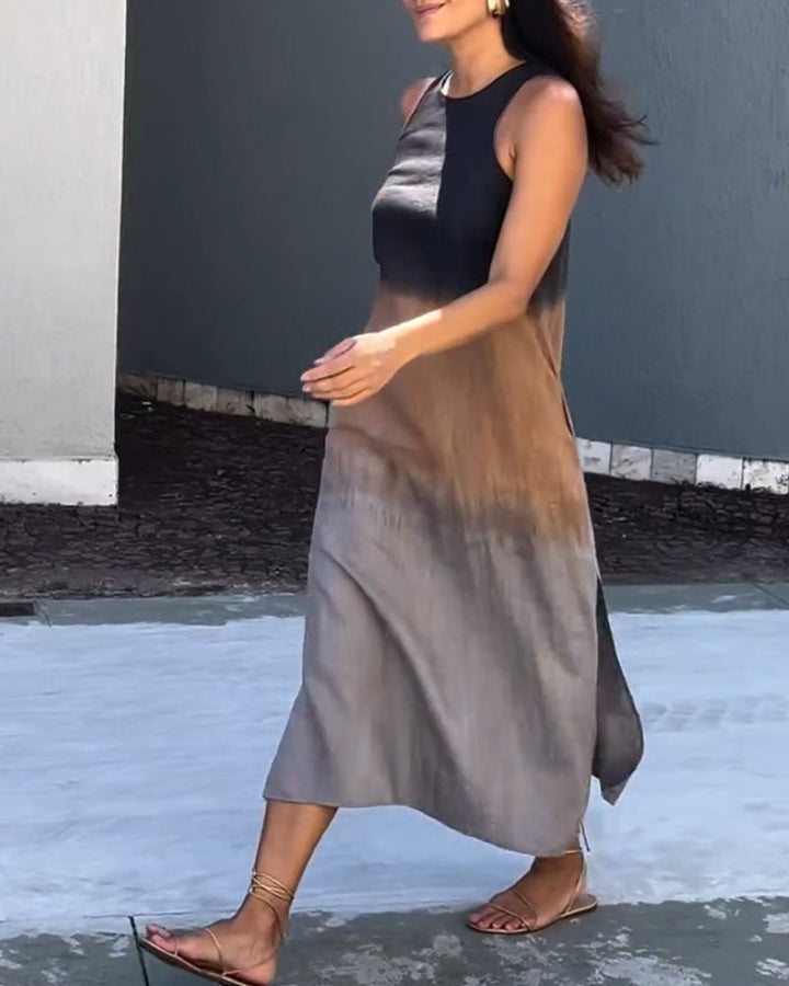 Anette | Vestido Degradado Sin Mangas y Cuello Redondo